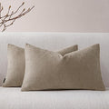 a moment Pack of 2 Decorative Chenille Throw Pillow Covers with Twill Cushion Covers for Sofa Living Room Couch Bed 12x20 Inch Light Brown