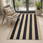 Lahome Striped Easy Jute Outdoor Patio Rug, 3x5 Washable Rugs for Entryway Porch, Farmhouse Neutral Non Shedding Indoor Outdoor Carpet for Entry Kitchen Guestroom Deck Foyer