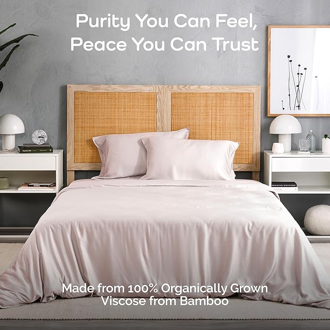 Duvet Cover Set - 100% Viscose Derived from Bamboo Duvet Cover King Size, 3 PC Luxury Cooling Duvet Cover for Hot Sleepers, Buttery Soft Comforter Cover & 2 PC King Pillowcases, Blush