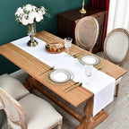 NEWISHER Farmhouse Rustic Table Runner Solid White Rectangular Table Runners Faux Linen Table Runner for Everyday Use Kitchen Dining Party Table 13x48 Inch