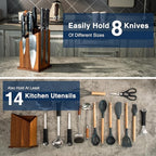 2026 Upgraded Magnetic Knife Holder for Countertop, Double-Sided Acacia Wood Magnetic Knife Block Without Knives, Universal Knife and Utensil Holder for Kitchen, Stronger Magnets of Kitchen Organizer