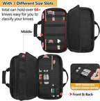 samdew Knife Display Bag for 74+ Pocket Knives, Butterfly Knife Storage Case with 3 Different Size Slots, Folding Knife Organizer Holder, Knife Collection Box with Hard PE Board, Soft Bag Only
