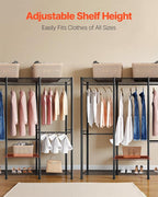 VEVOR Clothing Garment Rack, Heavy Duty Closet Wardrobe, Adjustable Tiers Clothes Racks with Steel Frame, for Bedroom, Clothing Store, Hallway