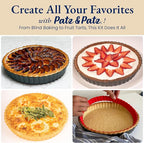 Classic All-in-One Tart Pan 9 Inch Removable Bottom Set with Patented Silicone Crust Shaper & Pie Weight - Quiche Baking Dish & Tart Molds for Baking Fruit Tarts, Pies & Quiches