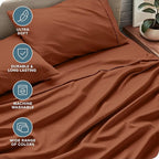 Bare Home California King Sheet Set - 1800 Ultra-Soft Microfiber Cal King Bed Sheets - Double Brushed - Deep Pockets - Easy Fit - 4 Piece Set - Bed Sheets (California King, Terracotta)