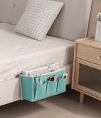 Bedside Caddy/Bedside Storage Organizer Hanging Bag with Three Options,Suitable for home beds, sofas, and dormitory beds—can hold magazines, books, phones, iPads, remote controls. (Green)