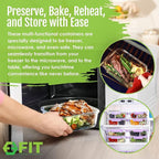 2 & 3 Compartment Glass Meal Prep Containers (4 Pack, 32 oz) - Glass Food Storage Containers with Lids, Bento Box, Portion Control, Airtight, Oven & Freezer safe, Food Container, Lavender