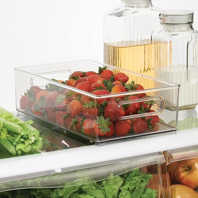 iDesign Stackable Fridge Bin - Storage Bin for Freezer or Pantry, Set of 2, Clear, Made in USA