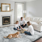 Fluffy Rug Shaggy Area Rug, Mottling Grey 4x6 Area Rugs for Bedroom, Small Bedside Rug, Soft Fluffy Shaggy Entryway Throw Rugs for Living Room Bedroom Kids Room Home Decor