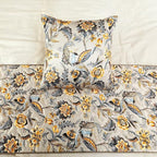 The HomeCentric King/Queen/Twin Grey & Yellow Decorative CA King 86"x18" Bed Runner Without Pillow Cover, Peacock, Quilted & Tassels Bed Scarf on Satin Fabric - Peacock Swag