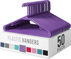 Plastic Hangers 50 Pack Purple - Clothes Hangers - Makes The Perfect Coat Hanger and General Space Saving Hangers for Closet and New Apartment Essentials - Percheros Ganchos para Colgar Ropa Hangars