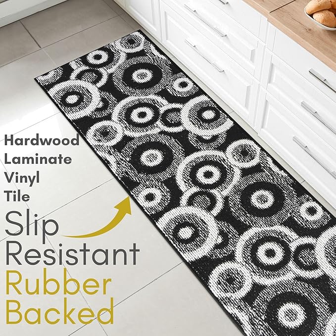 Custom Size Black Hallway Runner Rug | Cut to Length 2'3" x 8' (Runner) | Non-Slip & Machine Washable | REMNAZ