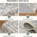 2'6''x14 Runner Rugs for Hallway, Machine Washable Non Slip Vintage Rugs, Low Pile Soft Print Rug for enrtyway, Corridor, Home Office,Light Taupe Brown
