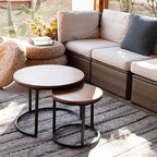 aboxoo Coffee Table Nesting Side Round Set of 2 End Table Top Sturdy Metal