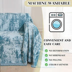 MEETSKY Small Couch Cover Oversized Chair Cover Washable Boho Recliner Slipcover, Pet Friendly Couch Protector with Tassels, Abstract Geometric Design, 71" x 91", Blue