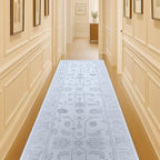Fame Living Beige Oushak Runner Rug, Modern Runners, Vintage, Turkish, Eclectic, Floral, Pastel, Washable, Runner for Hallway, Kitchen, Bedroom, Bathroom, 2'5"x9'8"