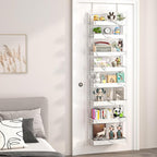 BUKFEN 8-Tier Over the Door Pantry Organizer, 2-in-1 Door Hanging or Wall Mounted Spice Rack, Heavy Duty Metal Storage Shelves with Adjustable Baskets for Kitchen Bathroom Closet