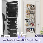 SWTYMIKI Over the Door Shoe Organizer - Adjustable 6 Tier Hanging Shoe Rack Organizer, Metal Heavy Duty Behind Door Storage or Wall Mount Shoes Shelf for Flats, Heels, Sneakers, Boots, Silver