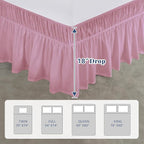 King Bed Skirt, Elastic Wrap Around Bed Skirt King Size, Bed Skirts for Adjustable Bed, Easy Fit with 18" Drop Length Tailored Drop Dust Ruffle (Pink)