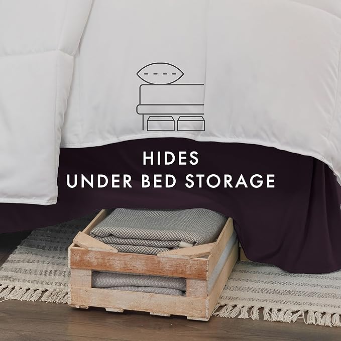 Linen Market Bed Skirt - Ultra Soft Microfiber - Easy Fit with 14 Inch Tailored Drop - Hotel Quality, Shrinkage & Fade Resistant - Bed Cover - Queen Bed Set - Bedroom Décor - (Queen, Purple)