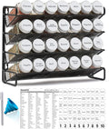 SpaceAid Spice Rack Organizer with 28 Spice Jars, 386 Spice Labels, Chalk Marker and Funnel Set for Cabinet, Countertop, Pantry, Cupboard or Door & Wall Mount - 28 Jars, 13.4" W × 10.8" H, White