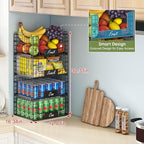 JKsmart 4 Pack XXL Stackable Wire Baskets with Handles for Pantry Storage and Organization,Fruit and Vegetable Basket with Name Plates,Metal Storage Bins for Snack Can Fruit Veggies