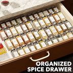 SpaceAid Bamboo White Spice Drawer Organizer, (Need 3" Deep Drawer) Expandable 4 Tier Spices Rack for Cabinet, Kitchen Seasoning Storage Insert (Jars Not Included, From 12" to 23" Wide)