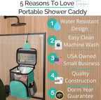 Original Shower Caddy For College Dorms- Travel Shower Caddy - Dorm Organizer Bag - Large Capacity, Quick Dry and Water Resistant with Metal Hook - Portable and Foldable Bag for Gym and Travel (Aqua)
