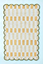 Hand-Tufted Wool Rug with Scalloped Edges, Light Blue Plaid Pattern, Cozy Soft Area Rug for Living Room, Bedroom, and Nursery, Handmade Modern Accent Rug (Blue, 4X7 FEET)
