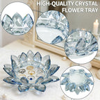 Crystal Flower Jewelry Tray, Transparent Decorative Trinket Dish for Rings, Earrings, Necklaces, Keys for Vanity Dresser Nightstand, Elegant Gift for Women Mother's Day (2, 6.3"(W) - Blue)