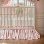 Brandream Gingham Gathered Crib Skirt, Baby Boy, Baby Girl, Gender Neutral Crib Skirt, 100% Cotton, 4-Sided, Light Pink Plaid Gingham Toddler Bedskirt Farmhouse Chic Nursery Crib Bed Skirt Dust Ruffle