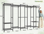 Raybee Clothes Rack, Clothing Racks for Hanging Clothes, Extra Large Metal clothing rack, Freestanding Wardrobe Closet, Garment Rack with Shelves, Portable Closet for Bedroom, Black