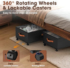 Eastherry Under Bed Storage Containers with Wheels, 9.5 inches Higher Underbed Shoes Blankets Clothes Toy Storage Drawers for College Dorms Bedrooms Nursery Rooms Organization, 2 Pack to be Assembled