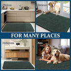 OLANLY Dog Door Mat for Muddy Paws 40x24, Absorbs Moisture and Dirt, Absorbent Non-Slip Washable Doormat, Quick Dry Chenille Mud Mat, Entry Indoor Entryway Carpet for Inside Floor, Blackish Green