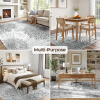 WITSHOCK 8x10 Washable Rug for Living Room,Modern Floral Distress Print Pattern Area Rugs,Stain Resistant with Non Slip Backing Carpet for Dining Room,Bedroom & Home Decor,Grey White