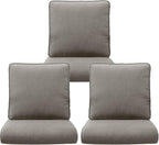 Outdoor Chair Cushions 3 Packs - Outside Durable Thick Replacement Back and Seat Cushion 22x24 with Zipper Cover for Patio Glider Rocking Chairs Loveseat Couch – Grey/Regular