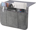 Bedside Caddy Bedside Storage Organizer Magazine Phone Tablet iPad Remote Holder, Organizer Caddy for Home College Dorm Bed, Sofa, Bunk Bed (Grey)