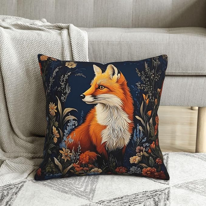 William Morris Abstract Vintage Floral Fox Design 18x18 inches Throw Pillow Covers Square Pillowcases Decor for Bed Couch Sofa Living Room Cushion Covers