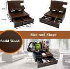 VEIYAILU Gifts for Men Women Him Husband Son Boyfriend Birthday Nightstand Organizer Wood Phone Docking Station Birthday Gifts (Deep Walnut)