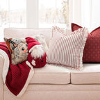 ZWJD Throw Christmas Pillow Covers 24x24 Set of 2 Striped Pillow Covers with Fringe Chic Cotton Decorative Pillows Square Cushion Covers for Sofa Couch Bed Living Room Farmhouse Decor
