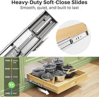 2Pack Pull Out Cabinet Organizer, Soft Close Wooden Slide Out Drawers for Pots, Full-extension Roll Out Shelves for Kitchen Cabinets, Pantry Organization, Bottom and Side Mount( 21"W X 21"D x 3.4''H)