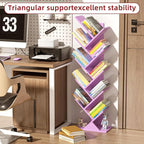 10 Tier Tree Book Shelf, Floor Standing Wood Bookshelf