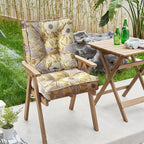 ARTPLAN Outdoor Seat Cushion,Square Thick Tufted Pure Chair Cushion for Patio Wicker Chair with Tie,Set of 2,19"x19"x5"，Floral