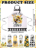 Bencailor 6 Pcs Spring Kitchen Aprons with Pockets Flower Rooster Bee Butterfly Sunflower Summer Aprons Bulk for Women(Yellow, Black, White,Sunflower Bee)