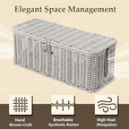 BROWNLILY Cable Management Box, Rattan Style Cord Organizer for Desk Cord Hider Outlet Covers Baby Proofing for Power Strip TV PC Router Charger Under Desk Storage with Lockable Lid and Cable Ties
