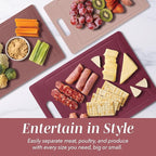 COOK WITH COLOR Non-Slip Cutting Board Set – Kitchen Essentials with Easy Grip Handle for Meat, Veggies, and Fruits, 4 Cutting Boards, Rose