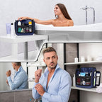 Travel Toiletry Bag for Men and Women - (10.6”x10.6”x3.2”) Large Hanging Toiletry Organizer - Waterproof Hygiene Bag with Metal XXL Swivel Hook, with Sturdy Zippers and 19 Compartments for Toiletries