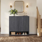 SICOTAS Shoe Cabinet 47.2" Wide Freestanding Hidden Shoe Storage Cabinet with 3 Doors & 4 Adjustable Shelves Tall Modern Shoes Rack Organizer Cabinets Storage for Entryway Hallway Living Room Entrance