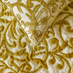 The HomeCentric King/Queen/Twin Beige Gold Decorative Bed Runner Queen 74"x18" Bed Runner Without Pillow Cover, Cut Velvet, Beaded Bed Scarf on Velvet Fabric - Serene Symphony