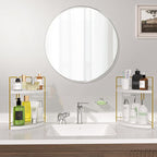 2 Pack Bathroom Counter Organizer, 2 Tier Corner Bathroom Counter Organizer Wooden Vanity Organizers for Bathroom Organizers and Kitchen Storage Dresser Decoration